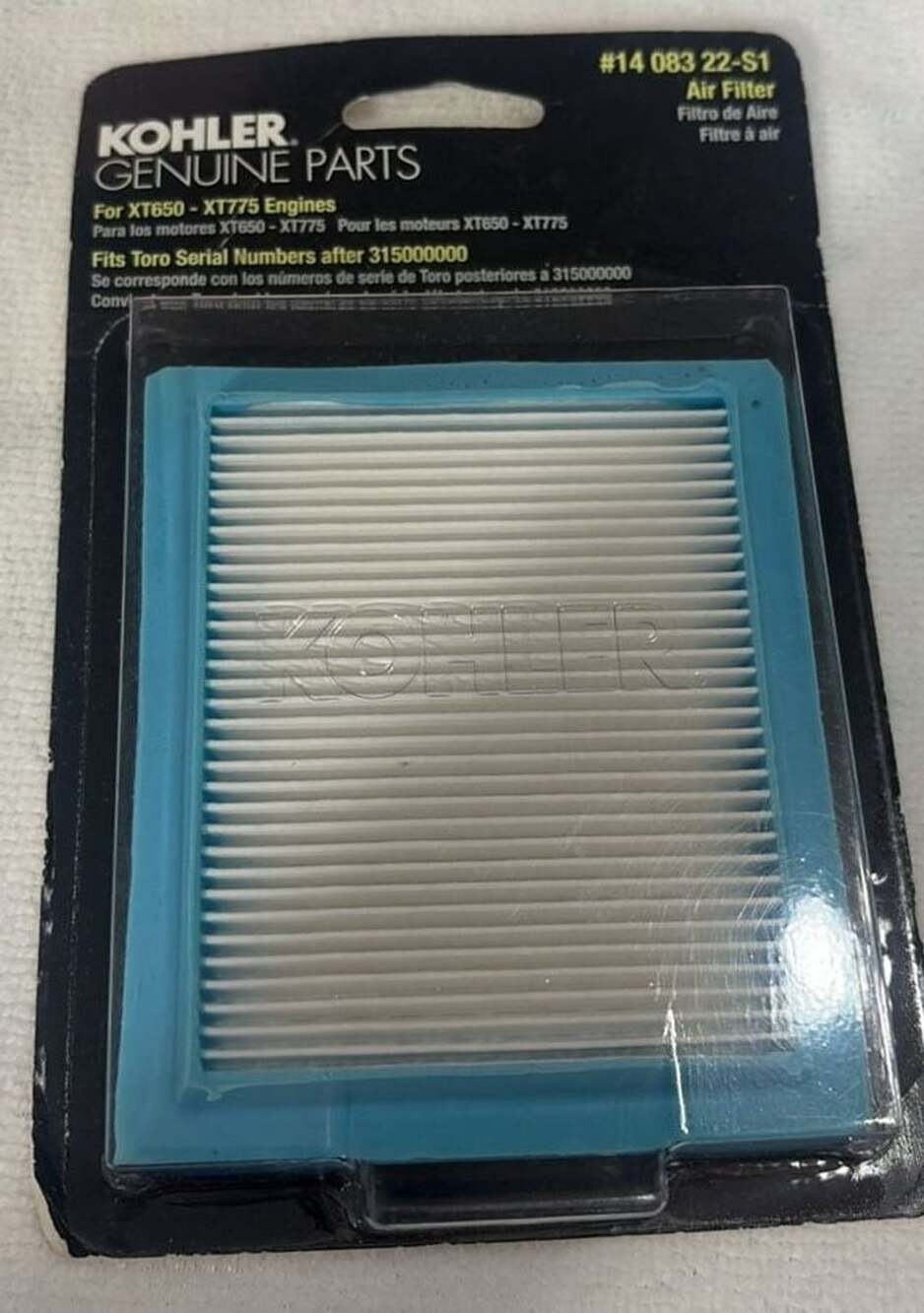 Kohler Genuine Parts #14 083 22-S1 Air Filter for XT650-XT775 Engines